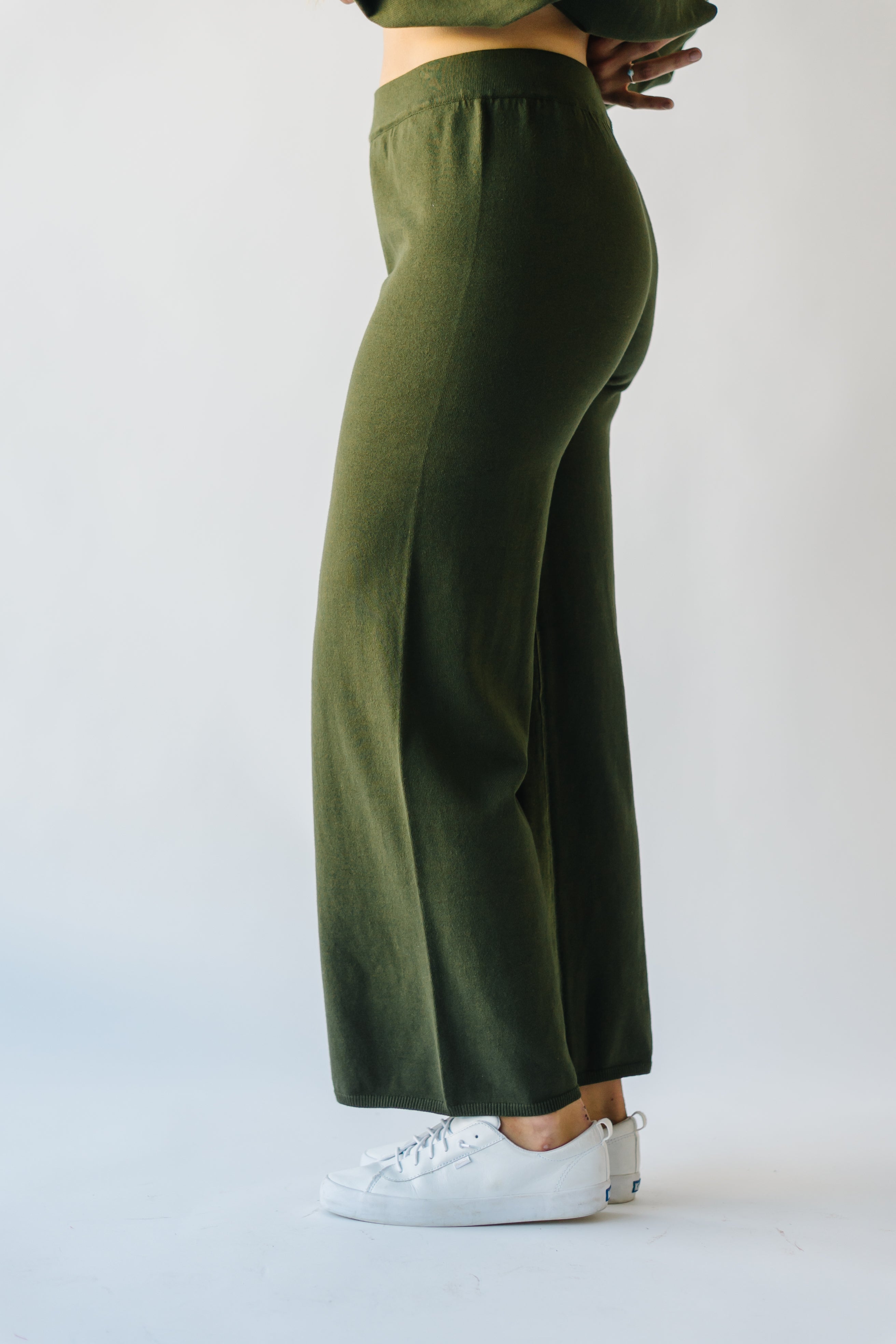 The Ryder Straight Leg Knit Pant in Olive