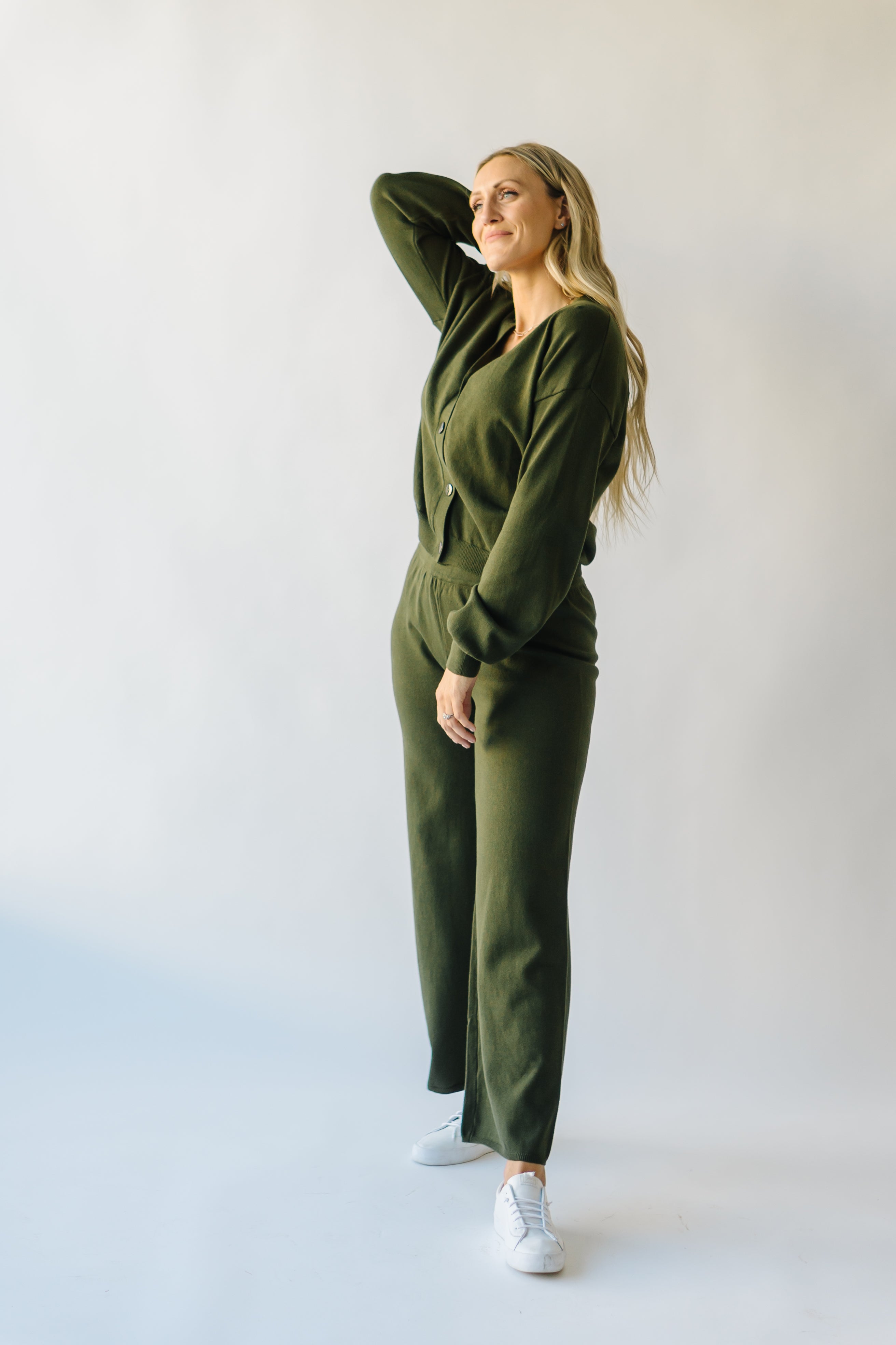 The Ryder Straight Leg Knit Pant in Olive