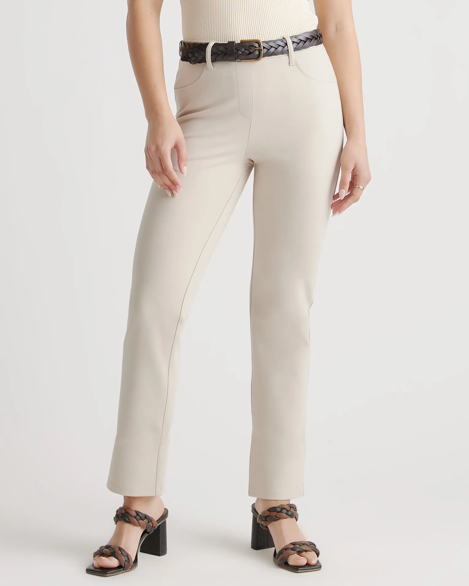 Ultra-Stretch Ponte Straight Leg 4-Pocket Pants - 28" inseam