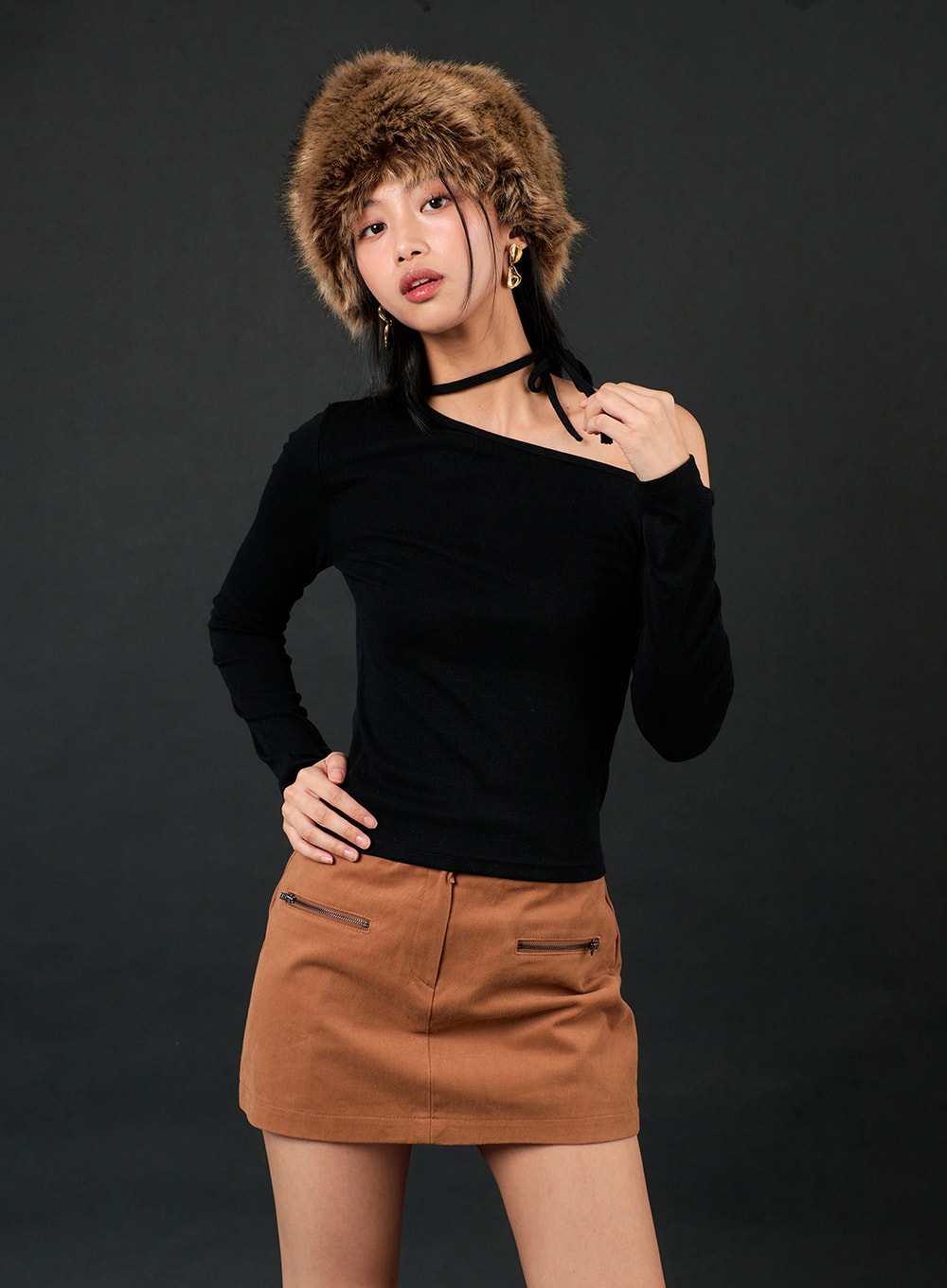 V-Neck Long Sleeve Crop Top IJ403