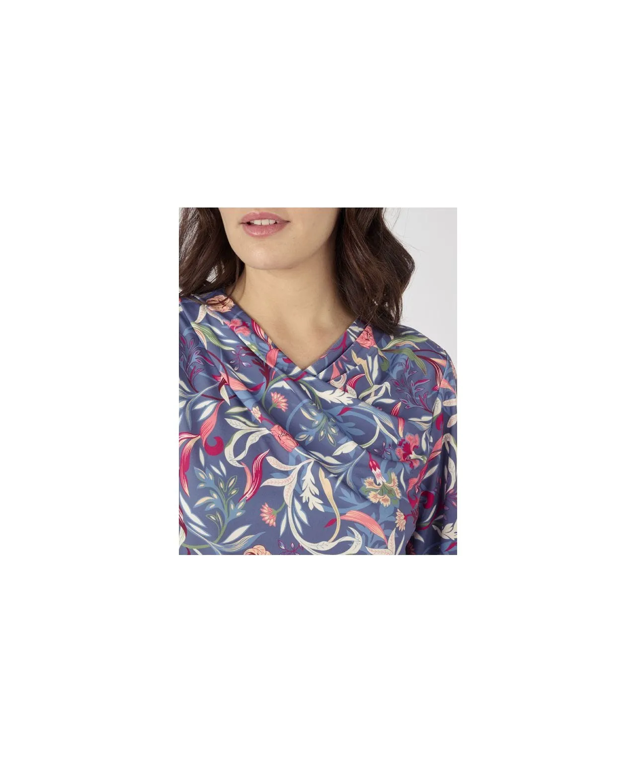 V-Neck Long Sleeved Print Top