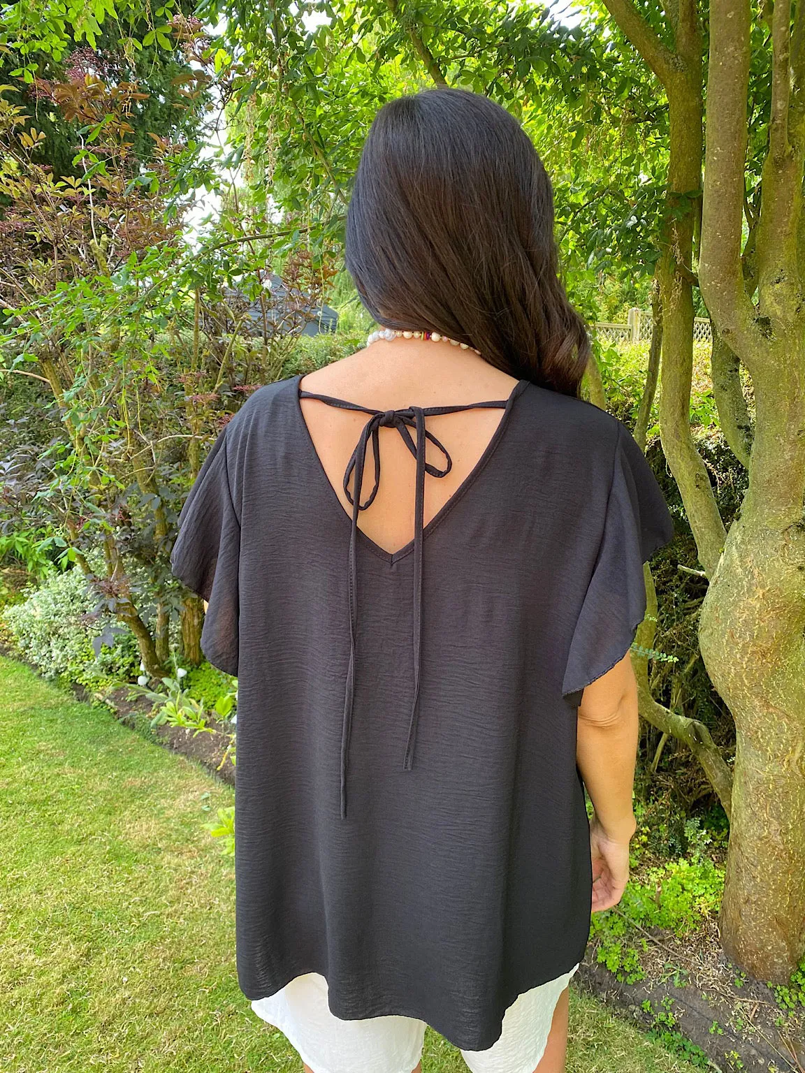 V Neck Tie Back Top Claudia