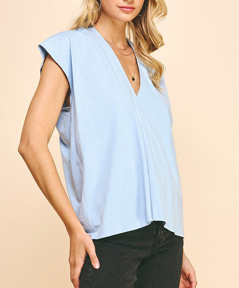 V-Neck Top - Light Blue