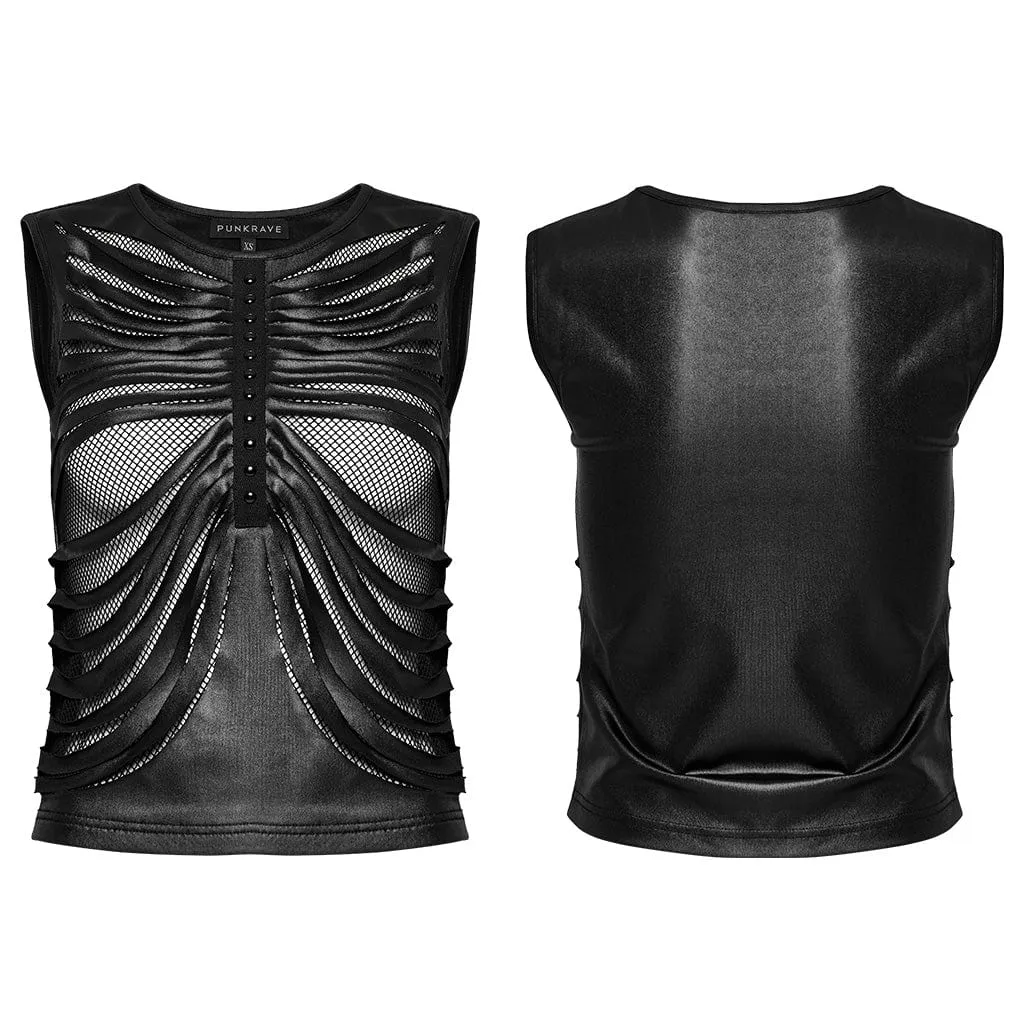 Women's Punk Ribbed Mesh Splice Tank Top