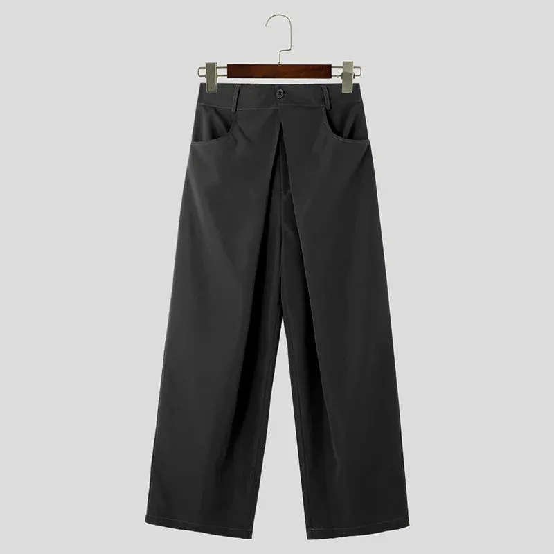 Xituodai 2024 Korean Style Mens Trousers Pleated Double Waistband Design Pants Leisure Well Fitting Male Wide Leg Pantalons S-5X